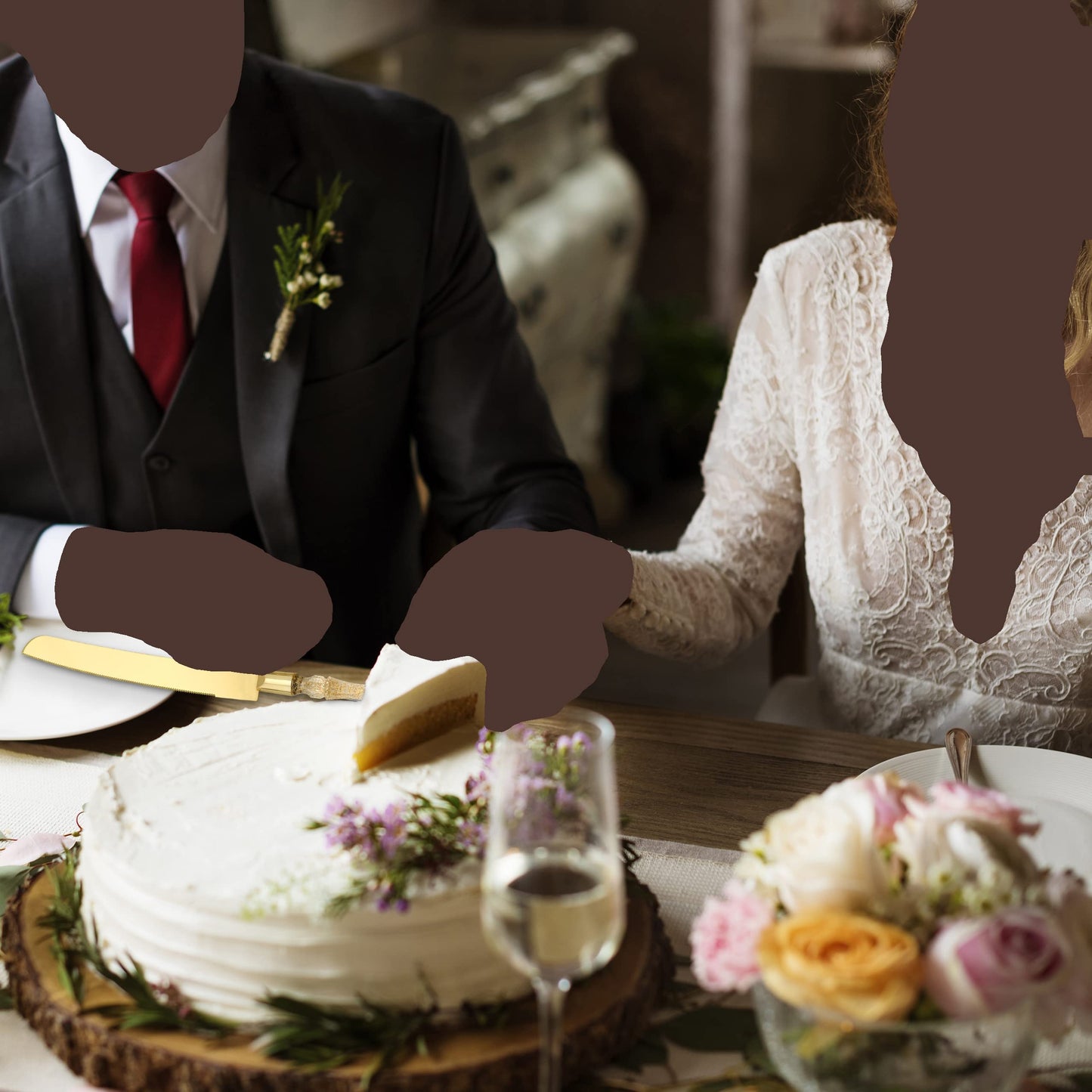 Homi Styles Wedding Cake knife and Server Set | Glitter Gold Color Premium 42...