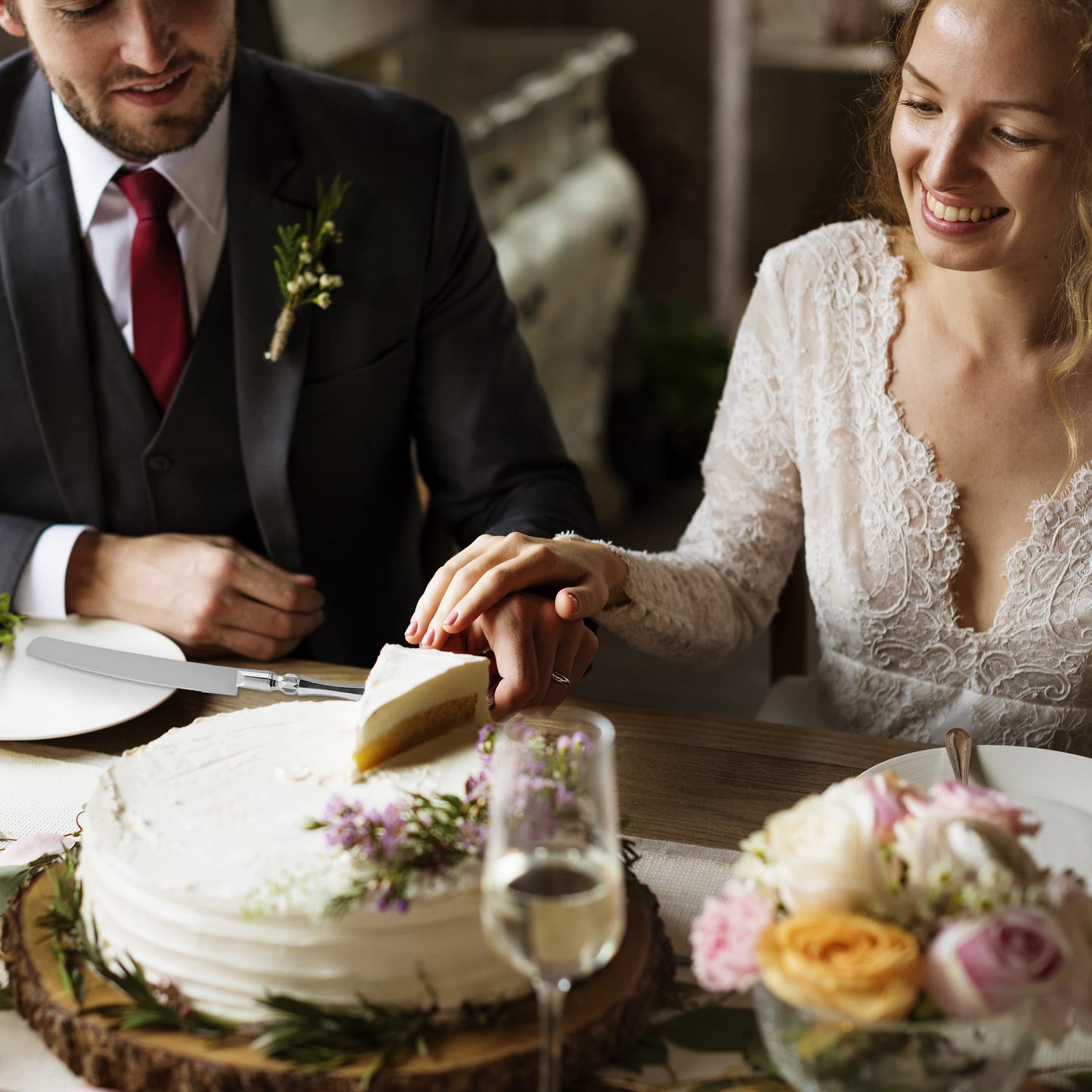 Homi Styles Wedding Cake knife and Server Set | Elegant Silver Color Premium ...