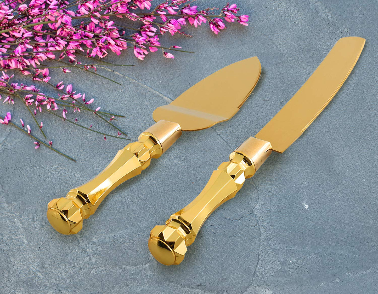 Homi Styles Wedding Cake knife and Server Set | Elegant Gold Color Premium 42...