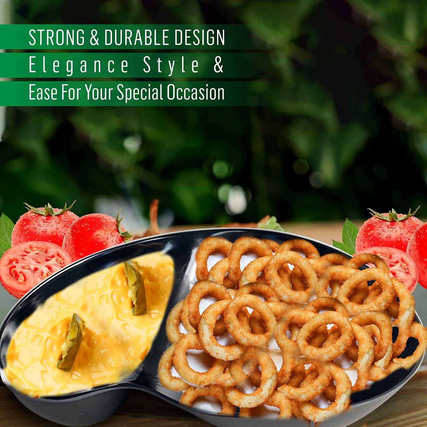 LUSHIG Chip and Dip Serving Set Melamine Tray Divided Platters Condiment Set ...