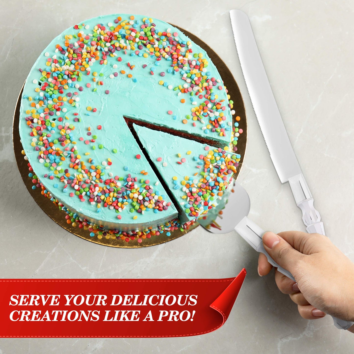 Homi Styles Cake Knife and Server - Wedding Cake Knife Set - Serving Set for ...