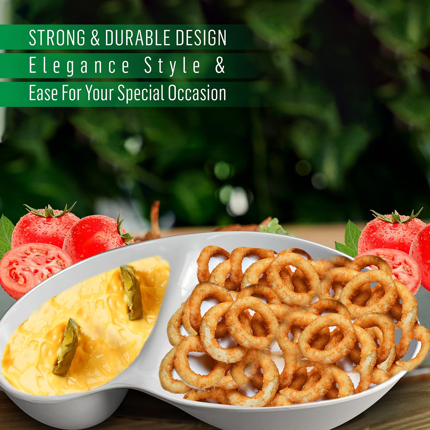 Chip and Dip Serving Set Melamine Tray Divided Platters Condiment Set Perfect...