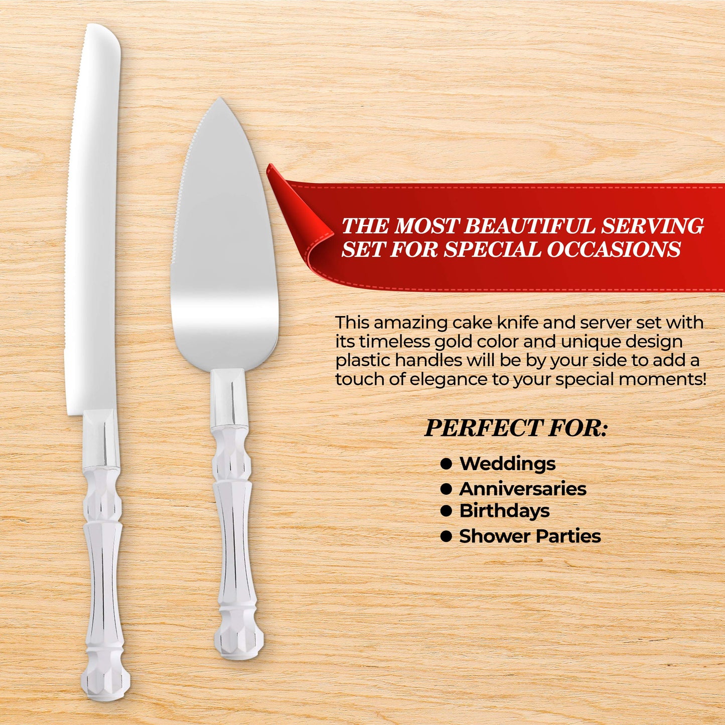 Homi Styles Cake Knife and Server - Wedding Cake Knife Set - Serving Set for ...