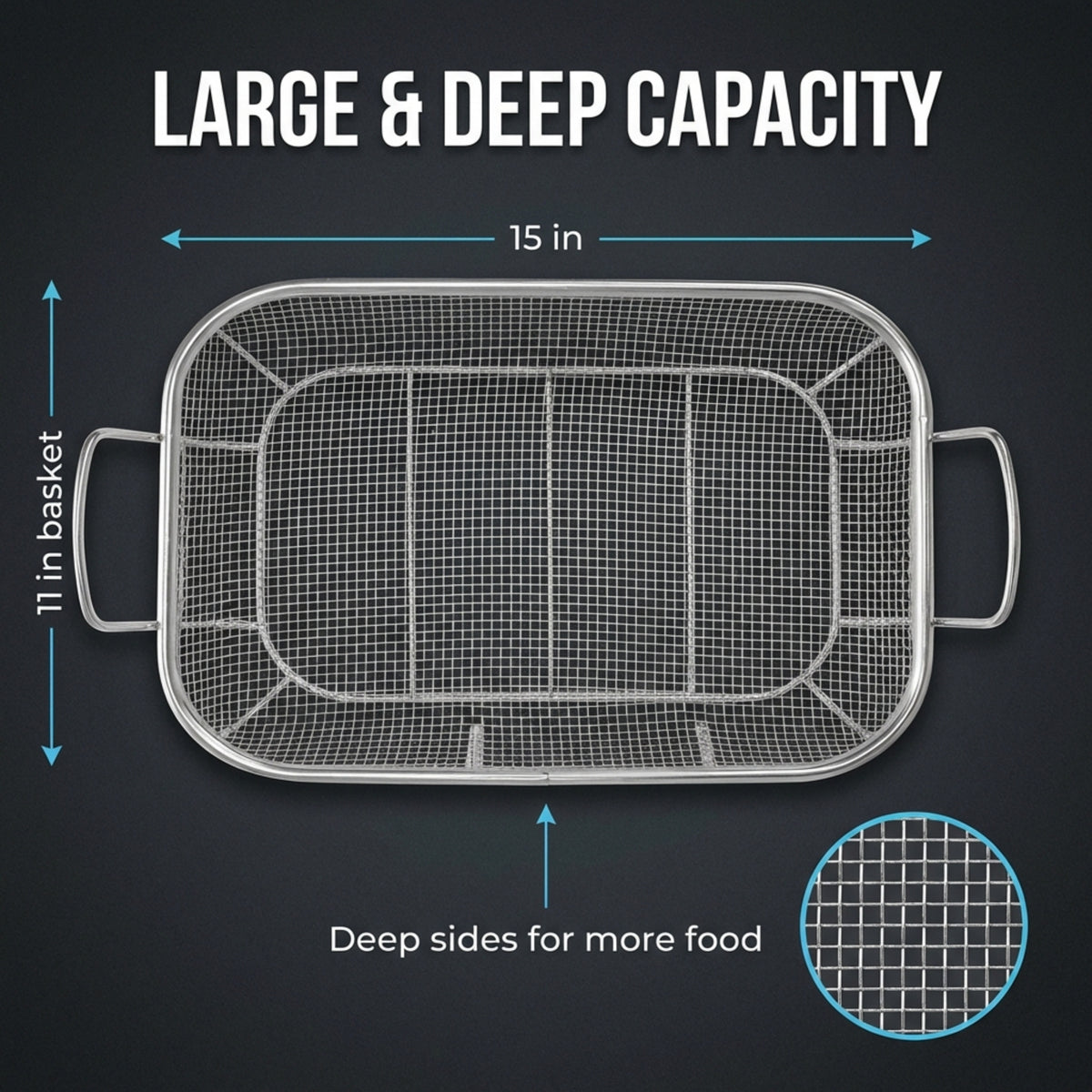 Homi Styes Grill Baskets for Outdoor Grill – 15 x 11-inch Vegetable Grill Basket – Grill Vegetable Basket with Handles – Rustproof Stainless Steel Mesh Veggie Grilling Basket