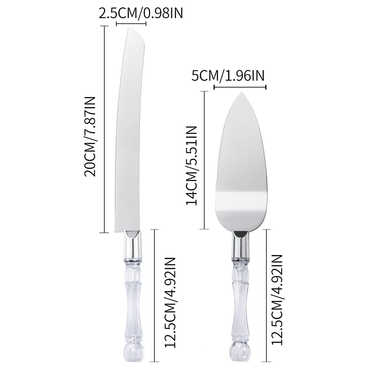 LUSHIG Cake Knife and Server Set | Acrylic Faux Crystal Handles & Premium 420...