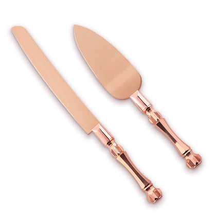 Homi Styles Wedding Cake Knife and Server Set | Rose Gold Color Premium 420 S...